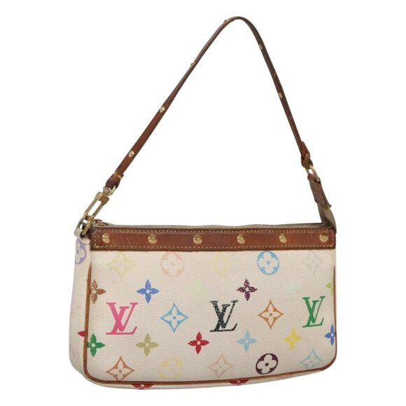 LOUIS VUITTON Multicolor Pochette Accessoires Pouch White M92649 Auth 120819 - Picture 1 of 16